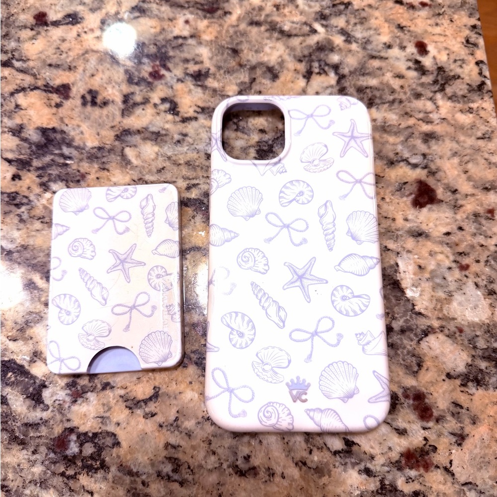 Velvet Caviar Seashell Pattern Case and Card Holder-fits iPhone 15 Plus